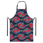 Japanese Koi Carp Fish Pattern Print Bib Apron With Pocket