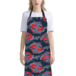 Japanese Koi Carp Fish Pattern Print Bib Apron With Pocket