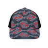 Japanese Koi Carp Fish Pattern Print Black Mesh Trucker Cap