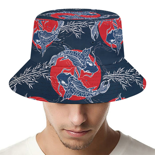 Japanese Koi Carp Fish Pattern Print Bucket Hat