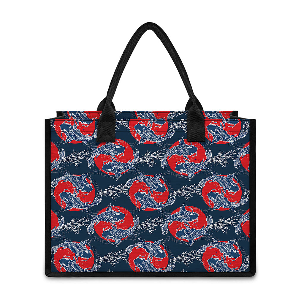 Japanese Koi Carp Fish Pattern Print Canvas Tote Bag