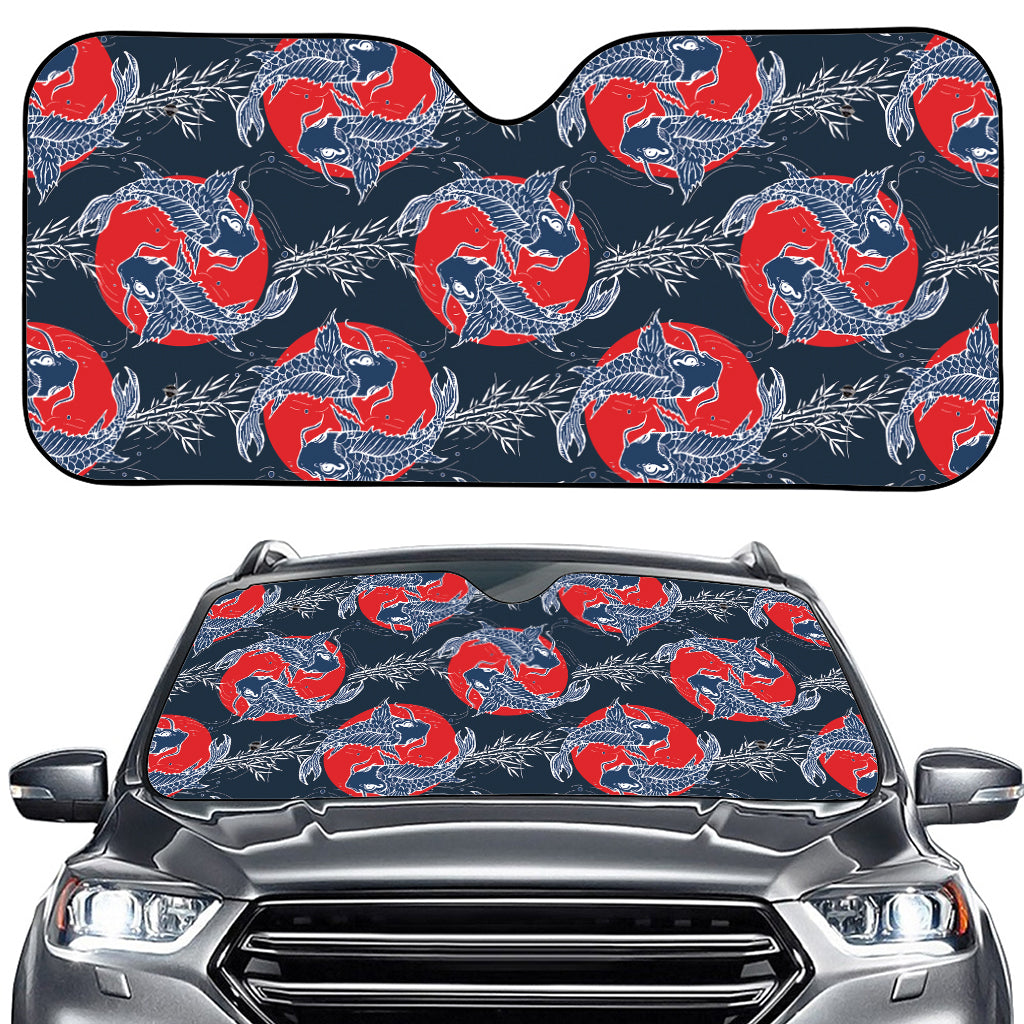 Japanese Koi Carp Fish Pattern Print Car Windshield Sun Shade