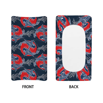 Japanese Koi Carp Fish Pattern Print Changing Pad Cover