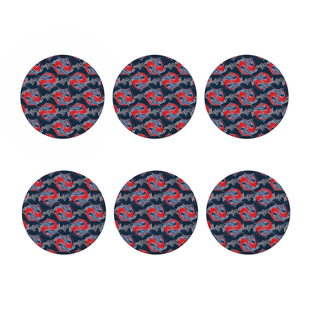 Japanese Koi Carp Fish Pattern Print Coaster Set