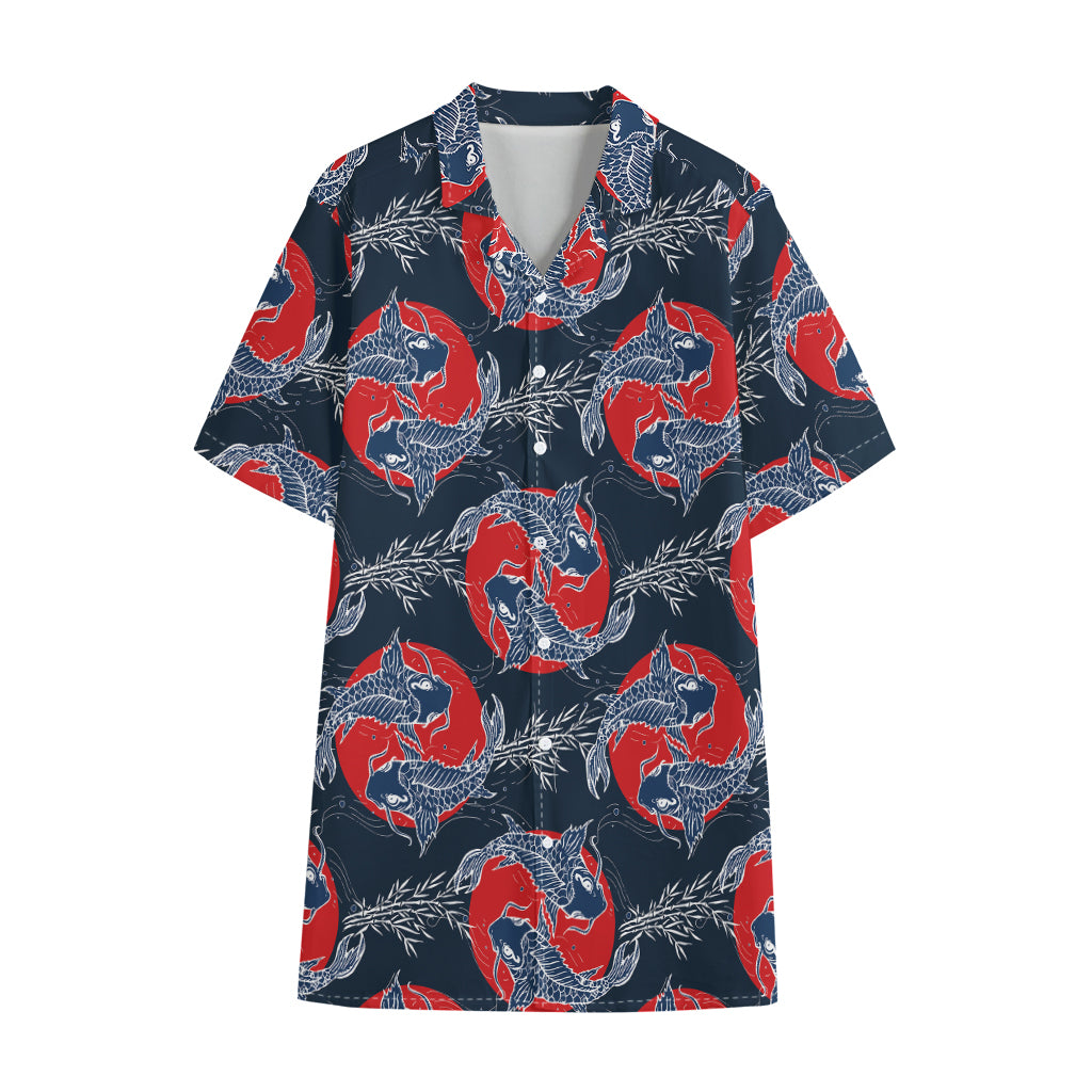 Japanese Koi Carp Fish Pattern Print Cotton Hawaiian Shirt