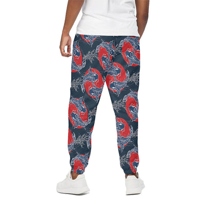 Japanese Koi Carp Fish Pattern Print Cotton Pants