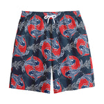 Japanese Koi Carp Fish Pattern Print Cotton Shorts