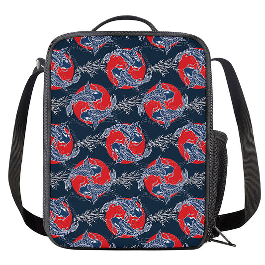 Japanese Koi Carp Fish Pattern Print Crossbody Lunch Bag