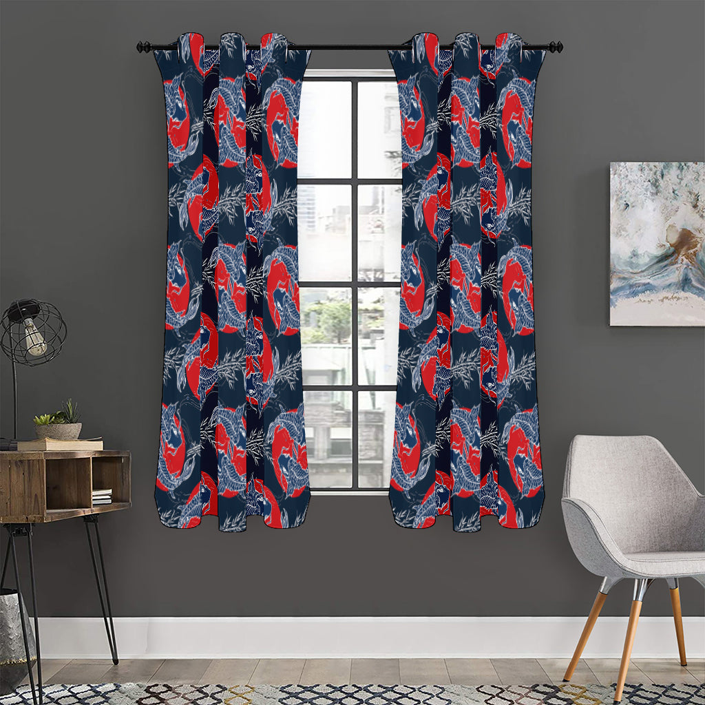 Japanese Koi Carp Fish Pattern Print Curtain