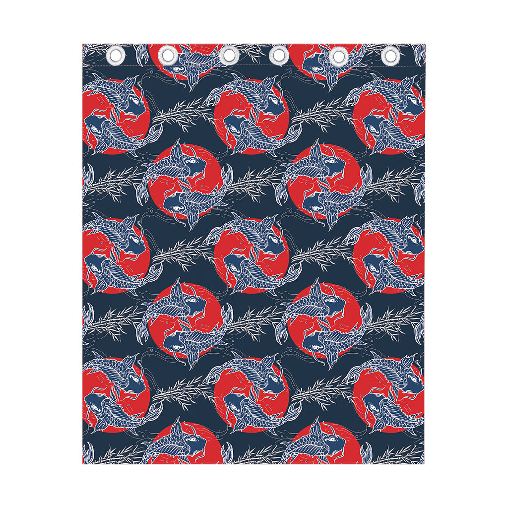 Japanese Koi Carp Fish Pattern Print Curtain