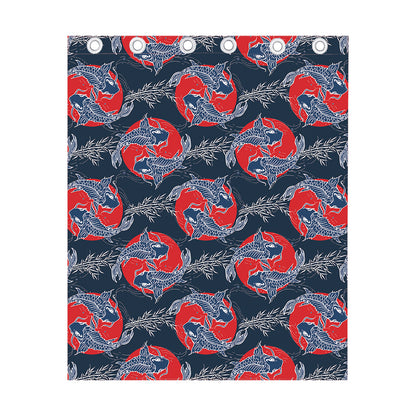 Japanese Koi Carp Fish Pattern Print Curtain