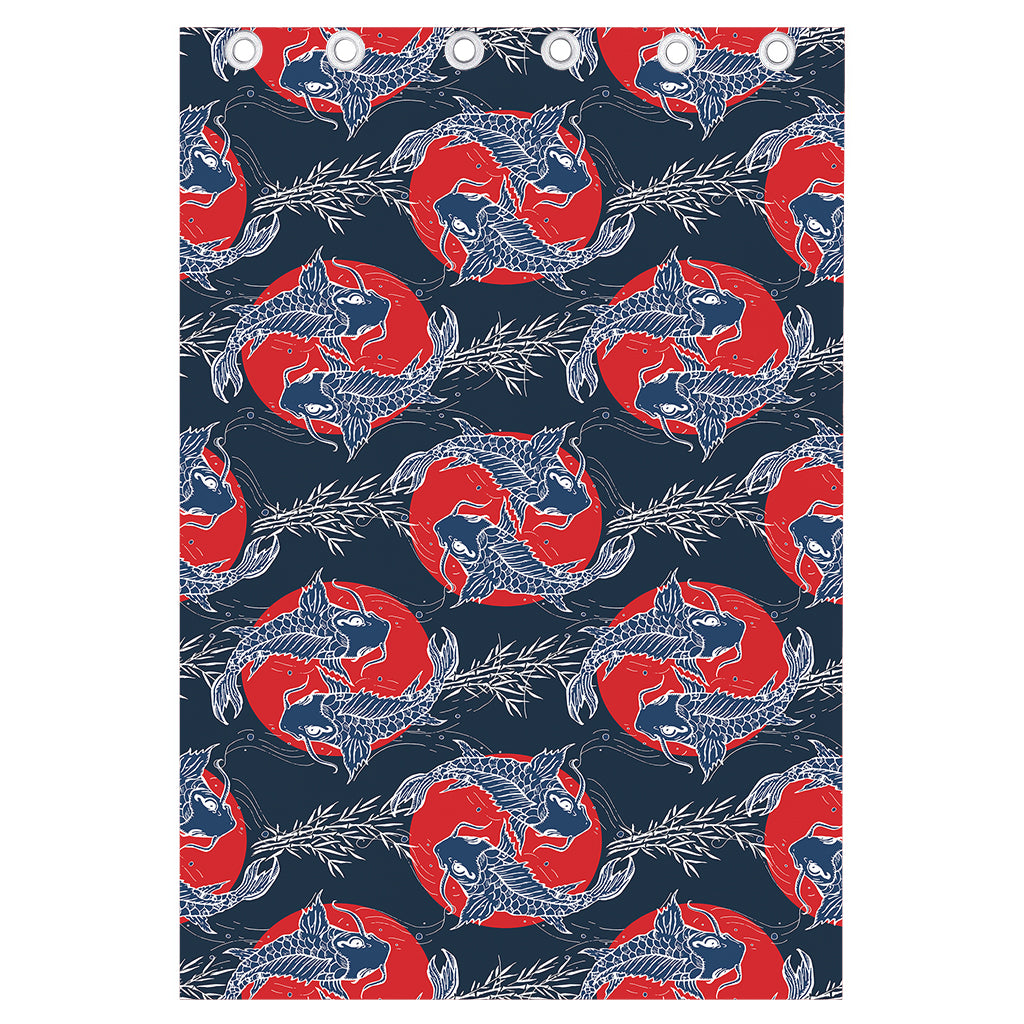 Japanese Koi Carp Fish Pattern Print Curtain