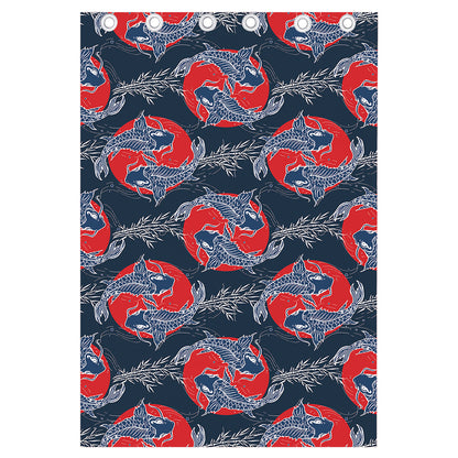 Japanese Koi Carp Fish Pattern Print Curtain