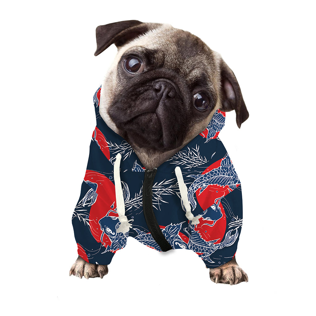 Japanese Koi Carp Fish Pattern Print Dog Zip Up Hoodie