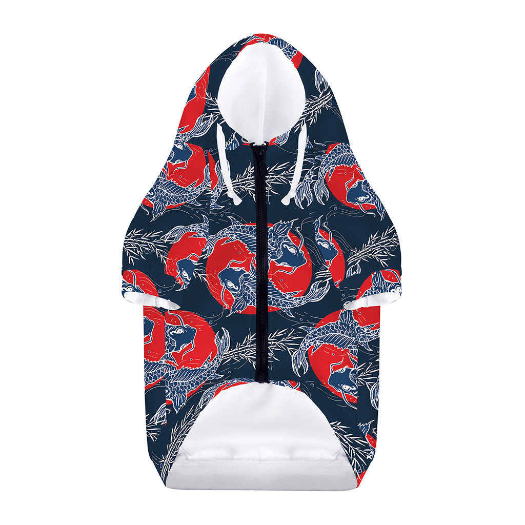 Japanese Koi Carp Fish Pattern Print Dog Zip Up Hoodie