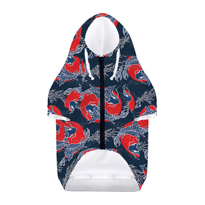 Japanese Koi Carp Fish Pattern Print Dog Zip Up Hoodie