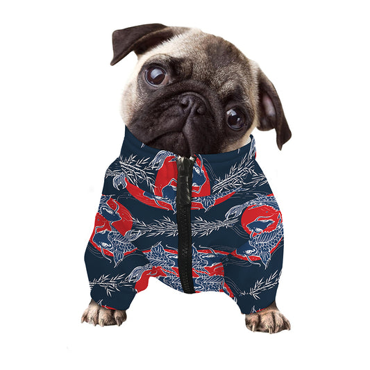Japanese Koi Carp Fish Pattern Print Dog Zip Up Jacket