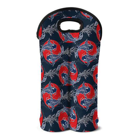 Japanese Koi Carp Fish Pattern Print Double Neoprene Wine Tote