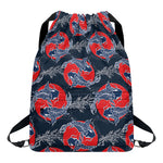 Japanese Koi Carp Fish Pattern Print Drawstring Backpack