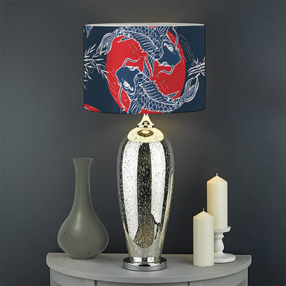 Japanese Koi Carp Fish Pattern Print Drum Lamp Shade