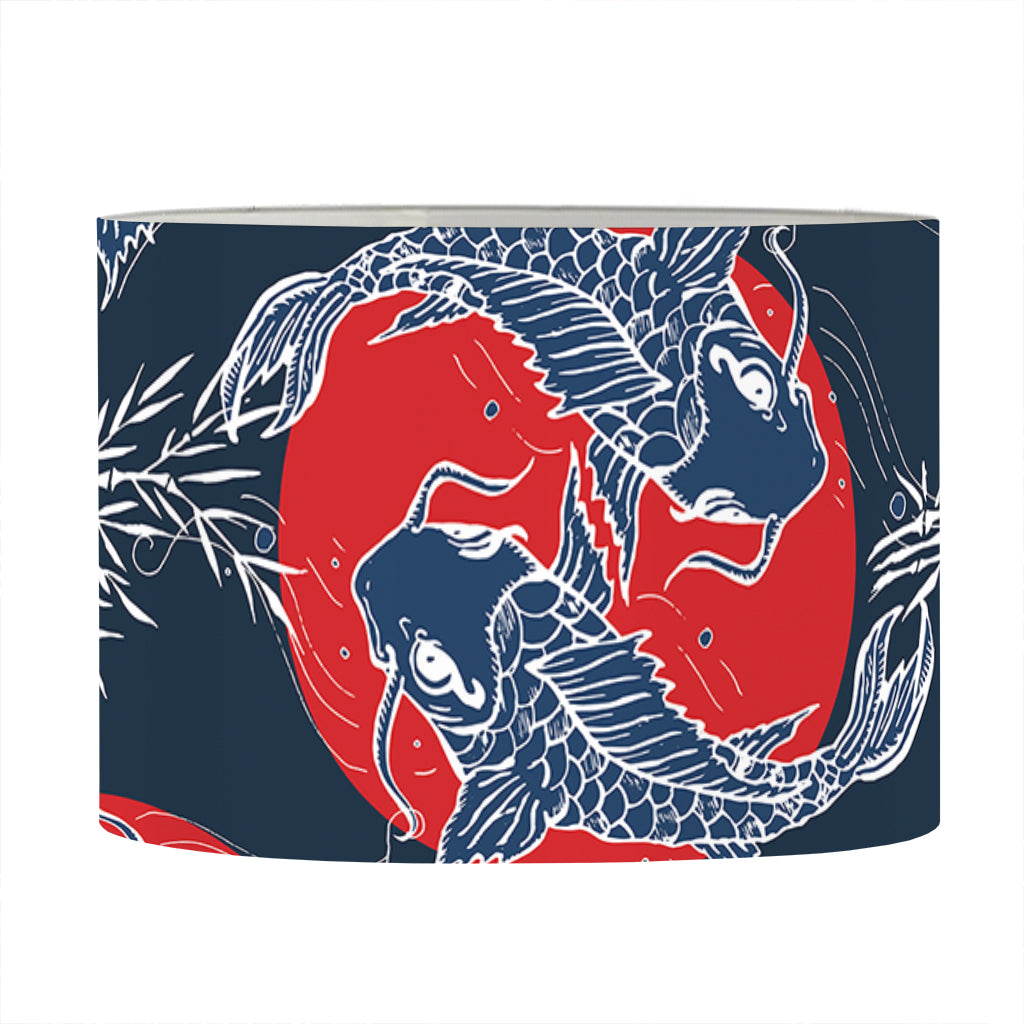 Japanese Koi Carp Fish Pattern Print Drum Lamp Shade