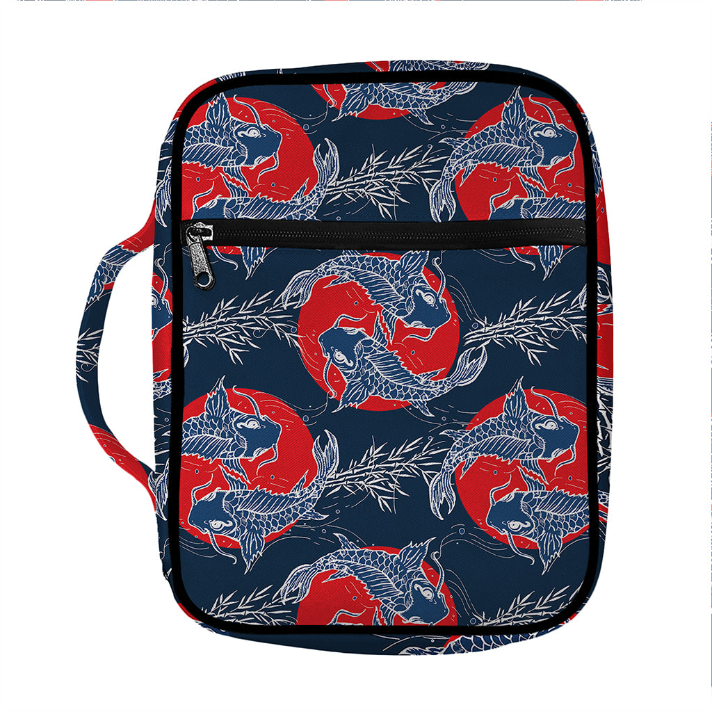 Japanese Koi Carp Fish Pattern Print Front Pocket Bible Bag