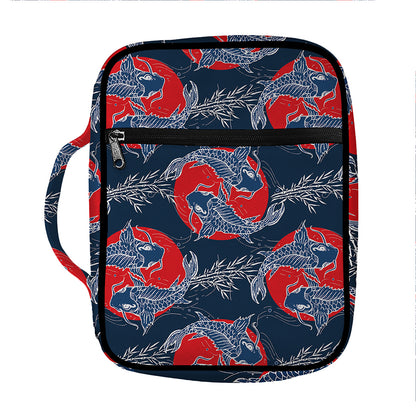 Japanese Koi Carp Fish Pattern Print Front Pocket Bible Bag