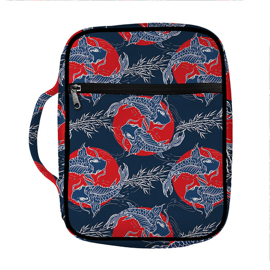 Japanese Koi Carp Fish Pattern Print Front Pocket Bible Bag