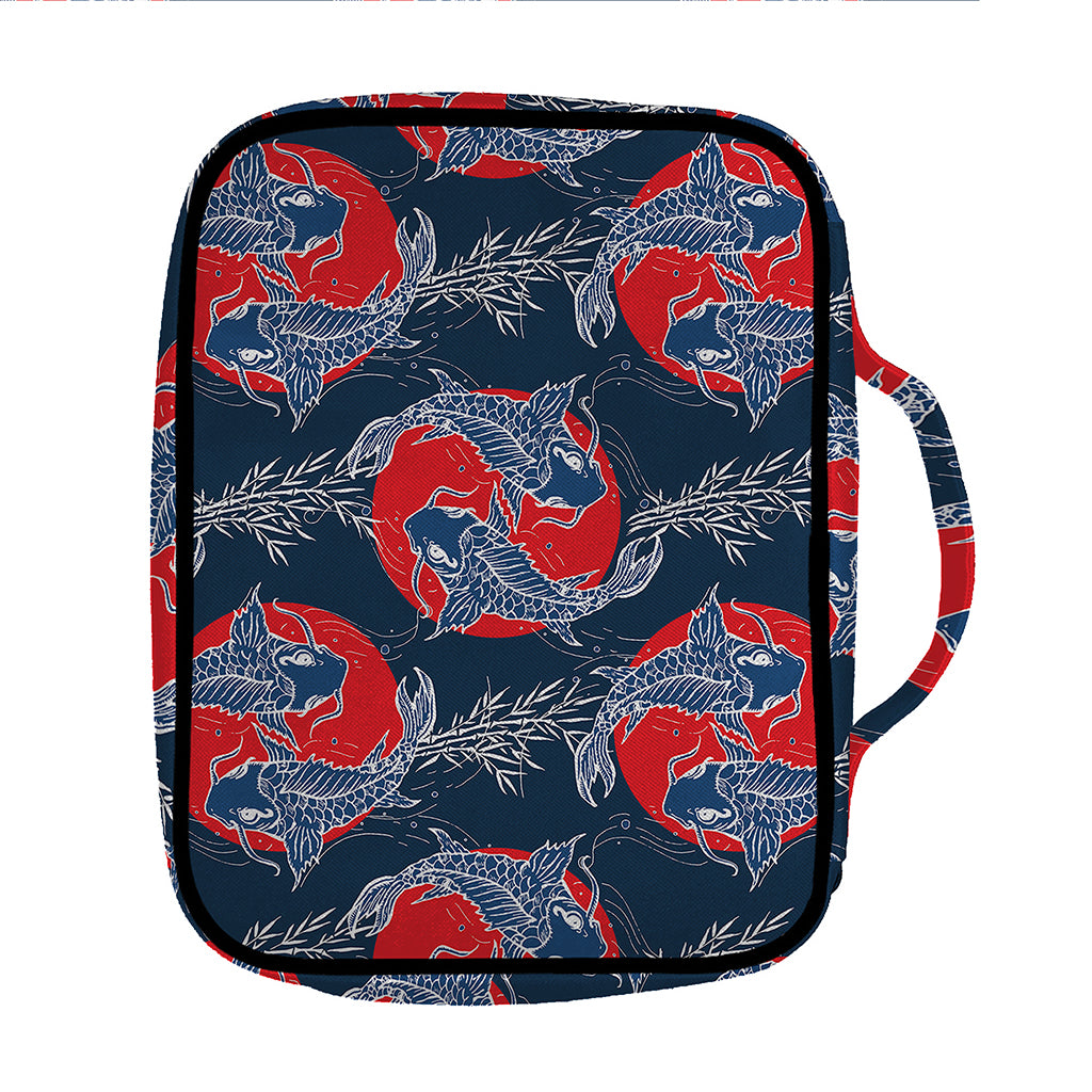 Japanese Koi Carp Fish Pattern Print Front Pocket Bible Bag