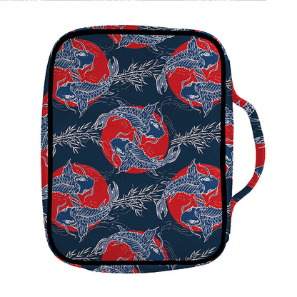 Japanese Koi Carp Fish Pattern Print Front Pocket Bible Bag