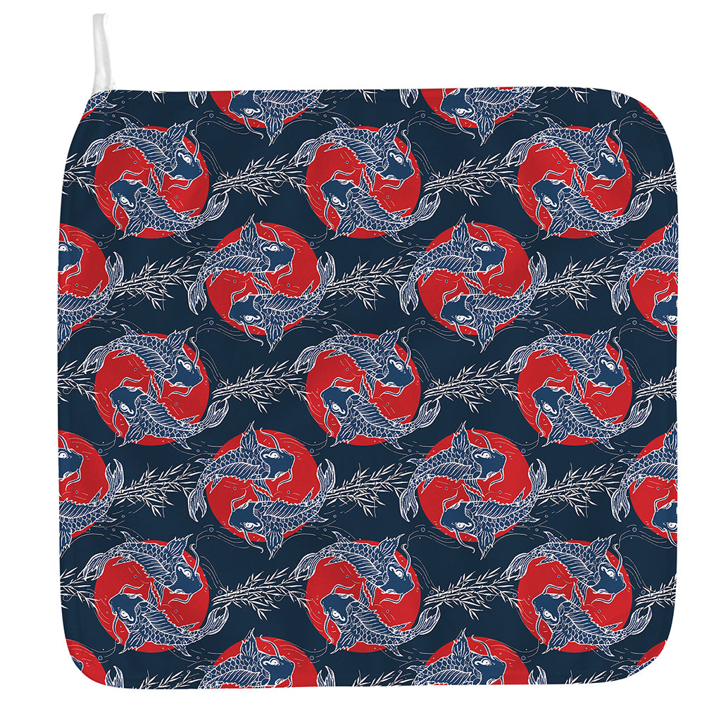 Japanese Koi Carp Fish Pattern Print Hand Towel