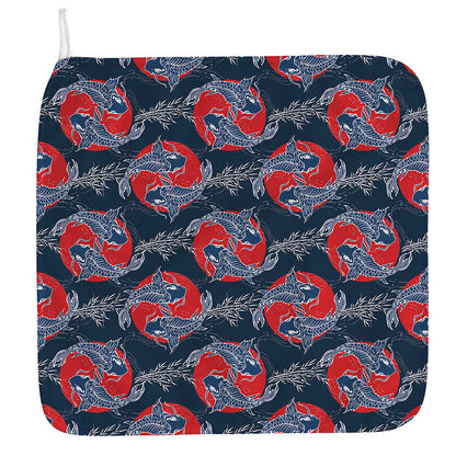 Japanese Koi Carp Fish Pattern Print Hand Towel