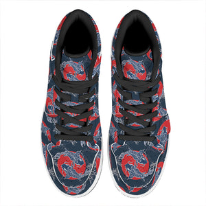 Japanese Koi Carp Fish Pattern Print High Top Leather Sneakers