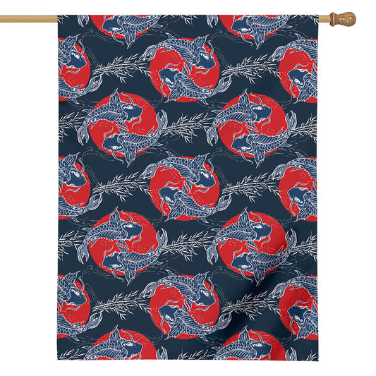 Japanese Koi Carp Fish Pattern Print House Flag
