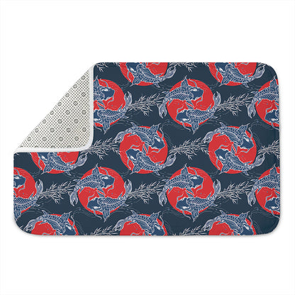 Japanese Koi Carp Fish Pattern Print Indoor Door Mat