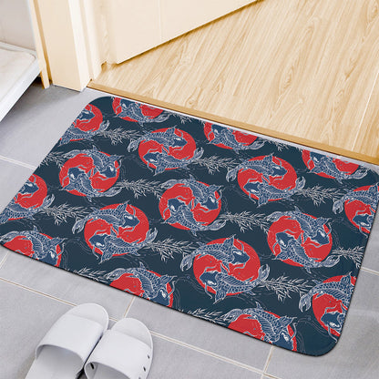 Japanese Koi Carp Fish Pattern Print Indoor Door Mat