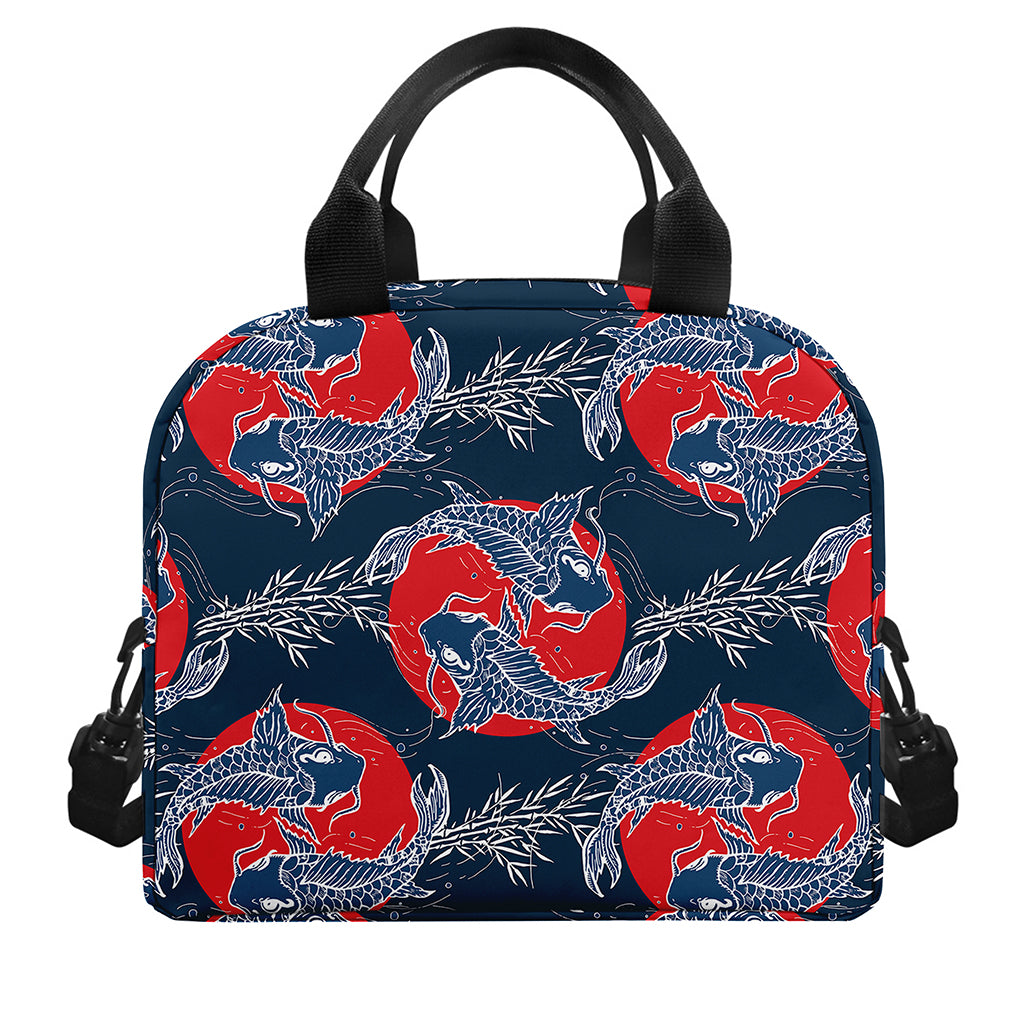 Japanese Koi Carp Fish Pattern Print Insulated Lunch Bag