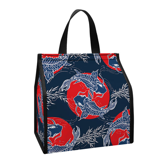 Japanese Koi Carp Fish Pattern Print Insulated Lunch Tote
