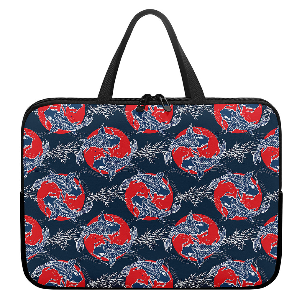 Japanese Koi Carp Fish Pattern Print Laptop Sleeve With Handle