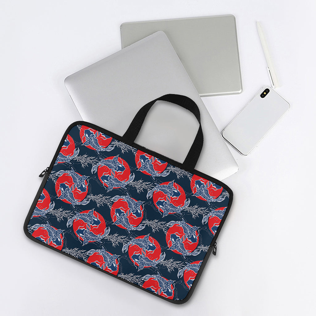 Japanese Koi Carp Fish Pattern Print Laptop Sleeve With Handle