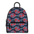 Japanese Koi Carp Fish Pattern Print Leather Backpack