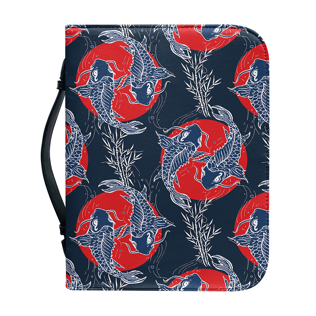 Japanese Koi Carp Fish Pattern Print Leather Bible Cover