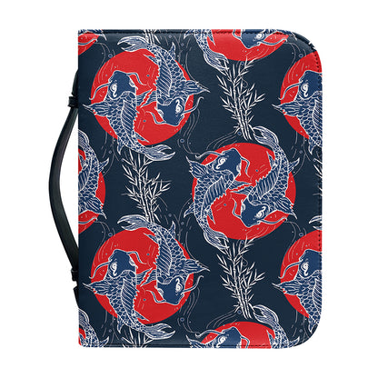 Japanese Koi Carp Fish Pattern Print Leather Bible Cover