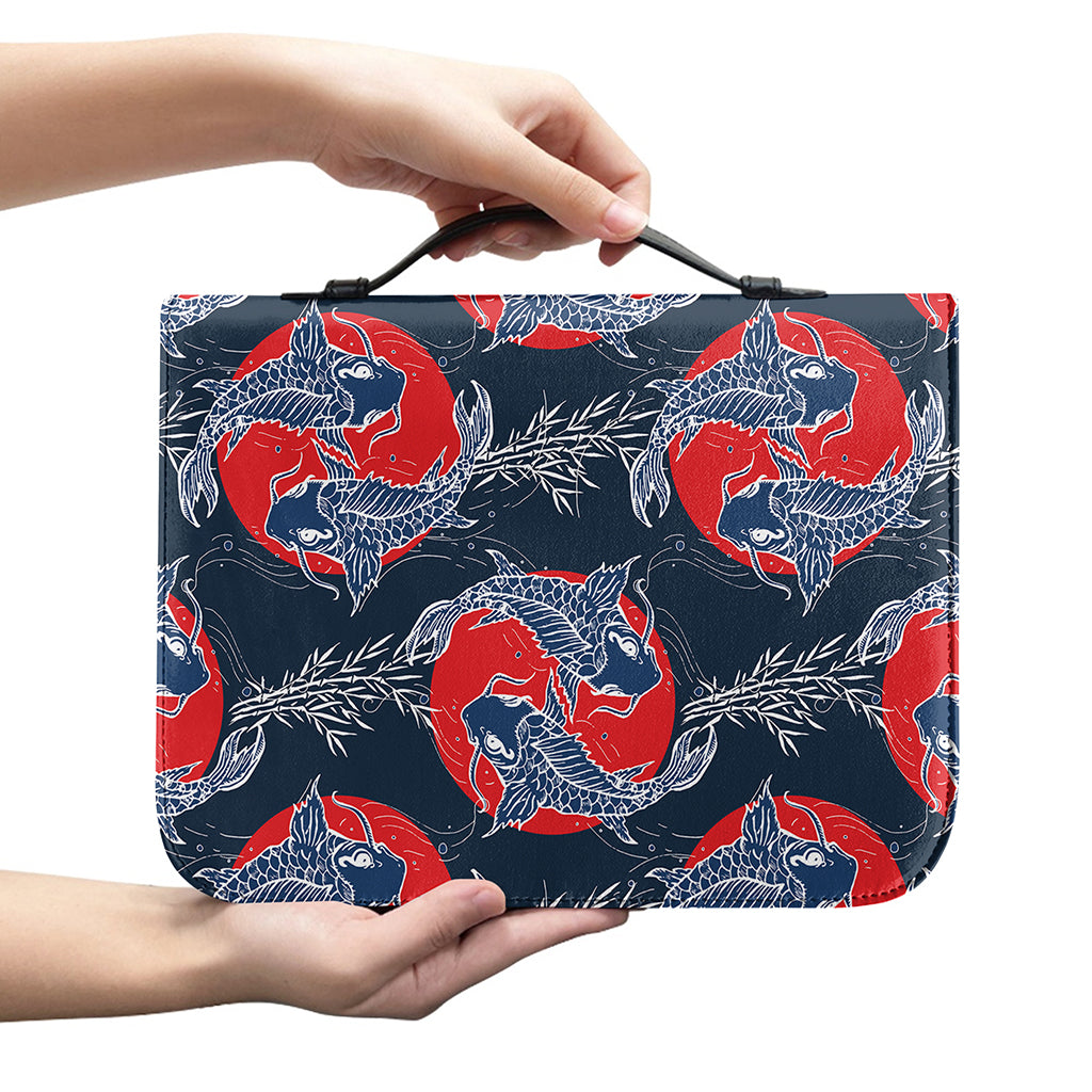 Japanese Koi Carp Fish Pattern Print Leather Bible Cover
