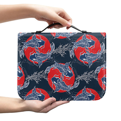 Japanese Koi Carp Fish Pattern Print Leather Bible Cover