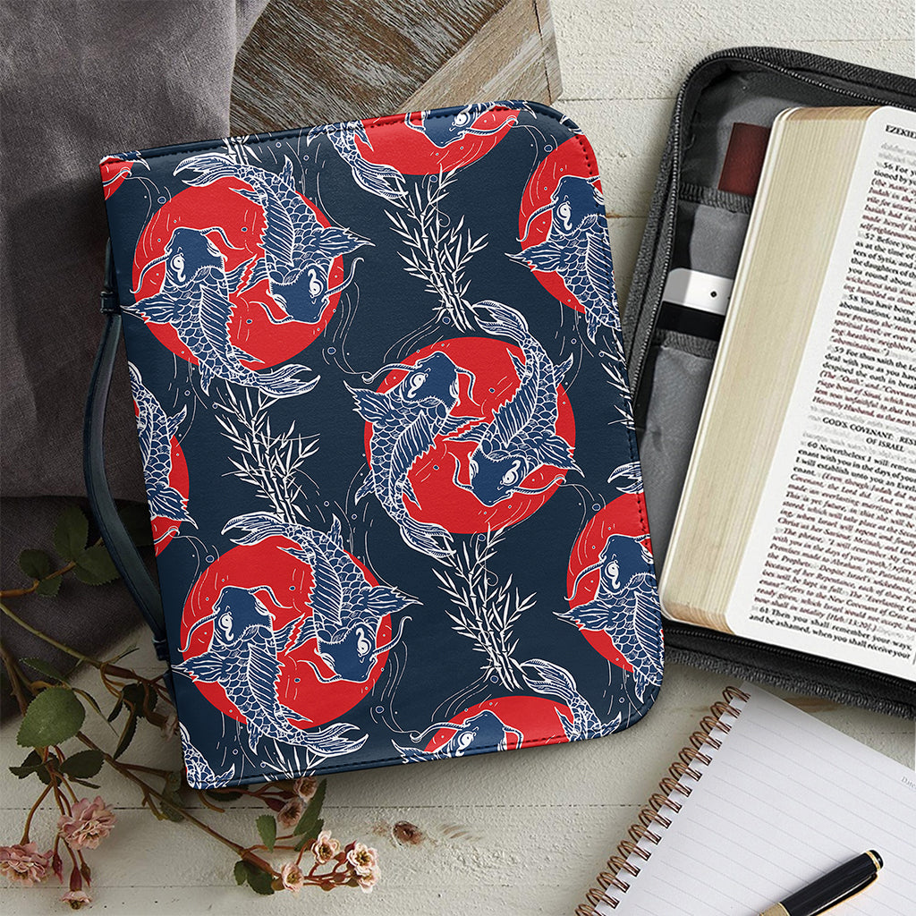 Japanese Koi Carp Fish Pattern Print Leather Bible Cover