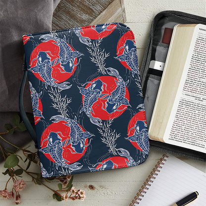 Japanese Koi Carp Fish Pattern Print Leather Bible Cover