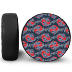 Japanese Koi Carp Fish Pattern Print Leather Spare Tire Cover