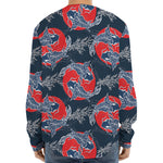 Japanese Koi Carp Fish Pattern Print Long Sleeve Baseball Jersey