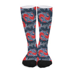 Japanese Koi Carp Fish Pattern Print Long Socks